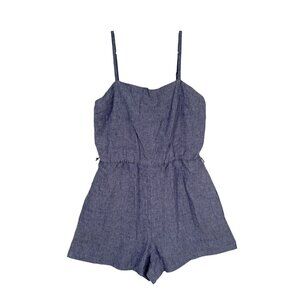 Cynthia Rowley Romper Blue 100% Linen Womens Adjustable Straps Size 6